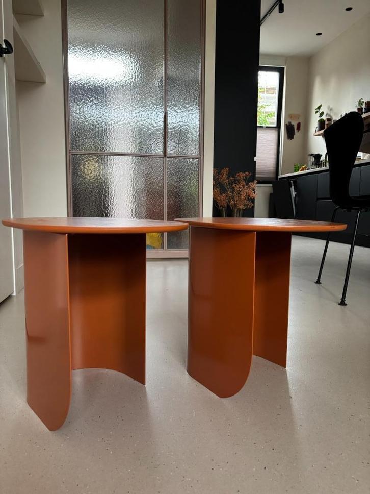 Fest Plateau bijzettafels (2 stuks) kleur Caramel, Huis en Inrichting, Tafels | Bijzettafels, Gebruikt, Overige vormen, 45 tot 60 cm