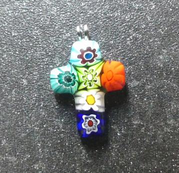 Murano kruishanger millefiori glas kruis multicolour beschikbaar voor biedingen