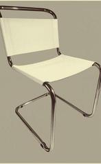 Bauhaus cantilever stoel – wit leer & chroom, Huis en Inrichting, Stoelen, Ophalen, Zo goed als nieuw, Wit, Leer