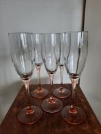 Vintage Luminarc champagneglazen roze voet x5, Verzamelen, Glas en Borrelglaasjes, Ophalen of Verzenden, Zo goed als nieuw