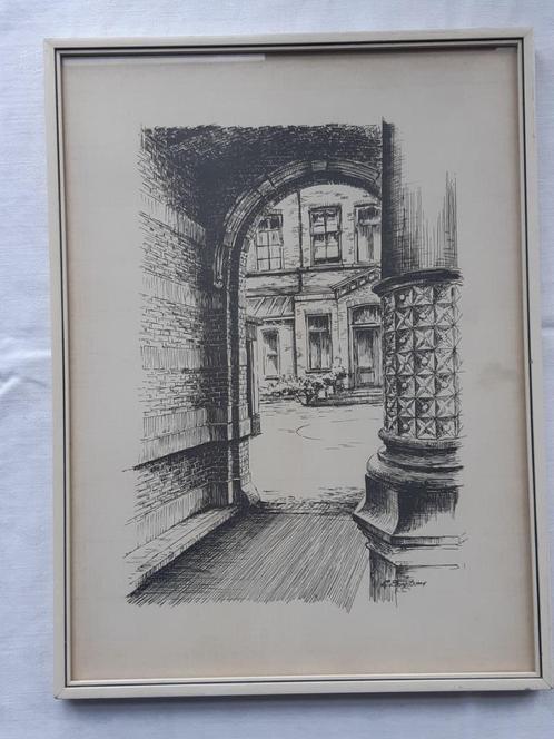 Pentekening van oude Zuidwal Ziekenhuis, verhuizing 1971, Huis en Inrichting, Woonaccessoires | Schilderijen, Tekeningen en Foto's