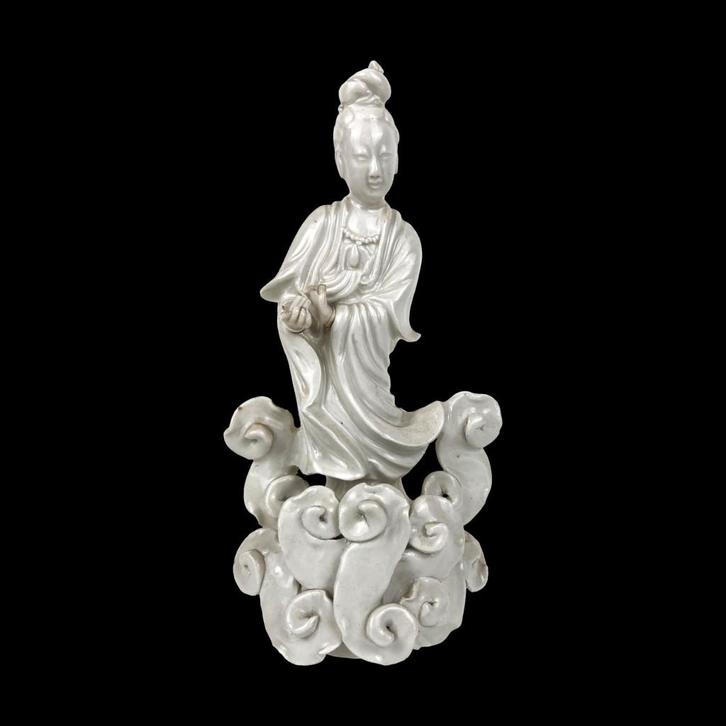 Blanc de Chine - Kwan Yin - Chinees porseleinen beeldje 1920, Antiek en Kunst, Kunst | Niet-Westerse kunst, Ophalen of Verzenden