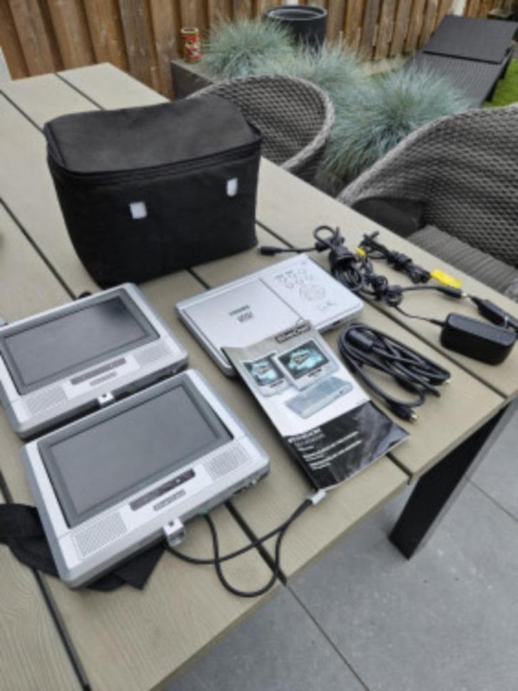 Zgan draagbare DVD-speler set met 2 schermen voor auto of th, Audio, Tv en Foto, Dvd-spelers, Zo goed als nieuw, Dvd-speler, Overige merken