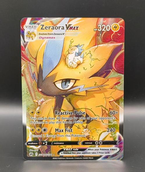 Zeraora Vmax CRZ GG42, Hobby en Vrije tijd, Verzamelkaartspellen | Pokémon, Zo goed als nieuw, Meerdere kaarten, Ophalen of Verzenden