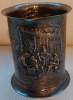 Antieke verzilverde beker met tafereel, Antiek en Kunst, Ophalen of Verzenden, Zilver