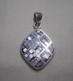 Zilveren hanger met paarse mozaiek nr.583, Verzenden, Zo goed als nieuw, Zilver, Zilver
