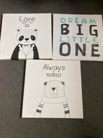 3x schilderijtjes voor baby/peuter kamer, Huis en Inrichting, Ophalen of Verzenden, Zo goed als nieuw