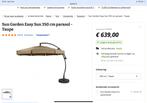 Grote parasol. 350 cm, Ophalen of Verzenden, 3 tot 4 meter, Kantelbaar, Zweefparasol