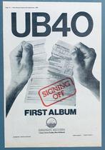 UB40 vintage 1980 Advertentie SIGNING OFF First Album, Verzamelen, Gebruikt, Ophalen of Verzenden, A4 of kleiner, Rechthoekig Staand