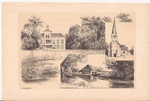 De Lathmer, Kerk te Wilp. Watermolen bij Voorst Schipperus, Antiek en Kunst, Kunst | Etsen en Gravures, Ophalen of Verzenden