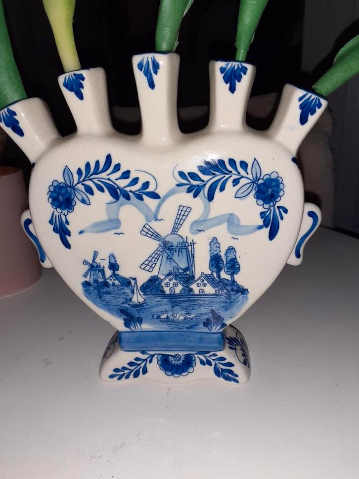 Tulpenvaas Hartvormig delftsblauw, Antiek en Kunst, Antiek | Woonaccessoires, Ophalen of Verzenden