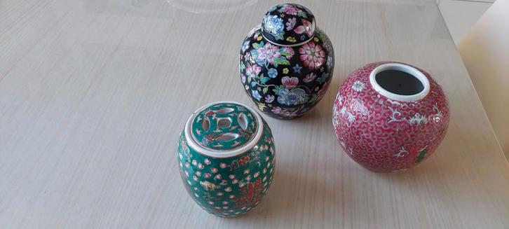 Vintage Chinese Gemberpotten met Deksel - Veelkleurig, Antiek en Kunst, Antiek | Keramiek en Aardewerk, Ophalen