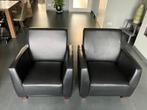 Zwarte leren fauteuil - 2 stuks, Huis en Inrichting, Fauteuils, Ophalen, Gebruikt, 50 tot 75 cm, Leer