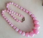 Antieke roze kwarts halfedelsteen ketting, jaren 1930, Verzenden, Overige materialen, Ketting