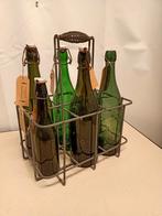 Antiek Flessenrek met 6 Flessen, Ophalen of Verzenden
