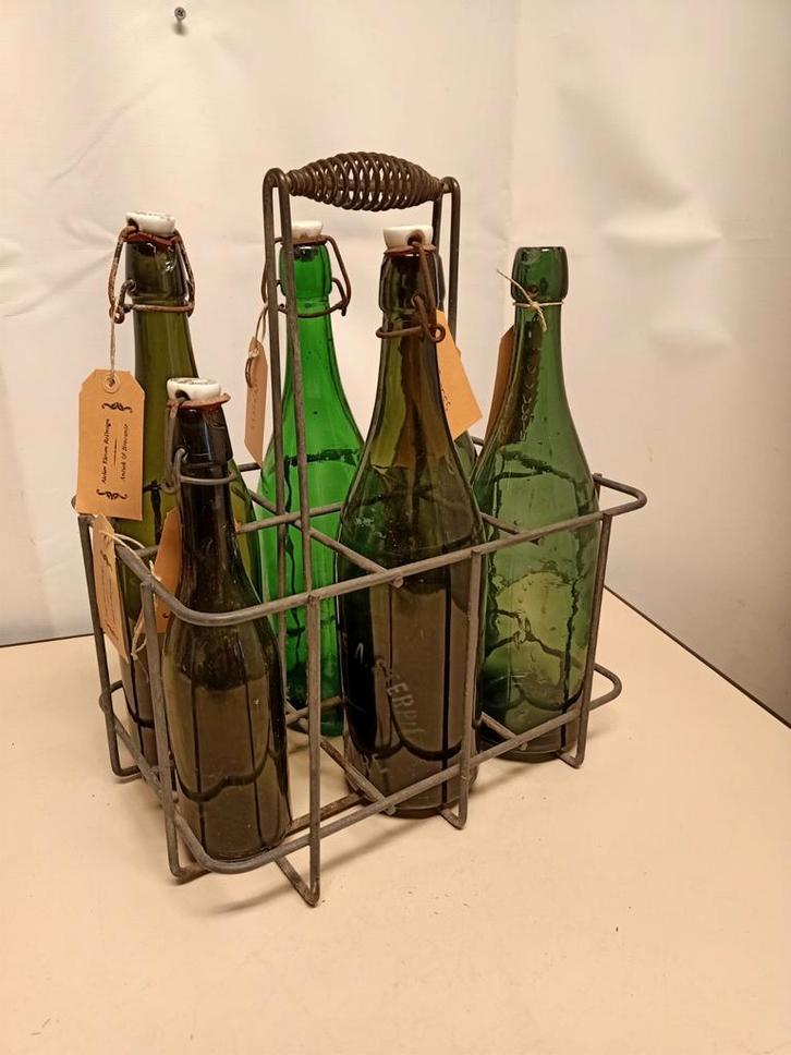 Antiek Flessenrek voor 6 Flessen, Antiek en Kunst, Curiosa en Brocante, Ophalen of Verzenden