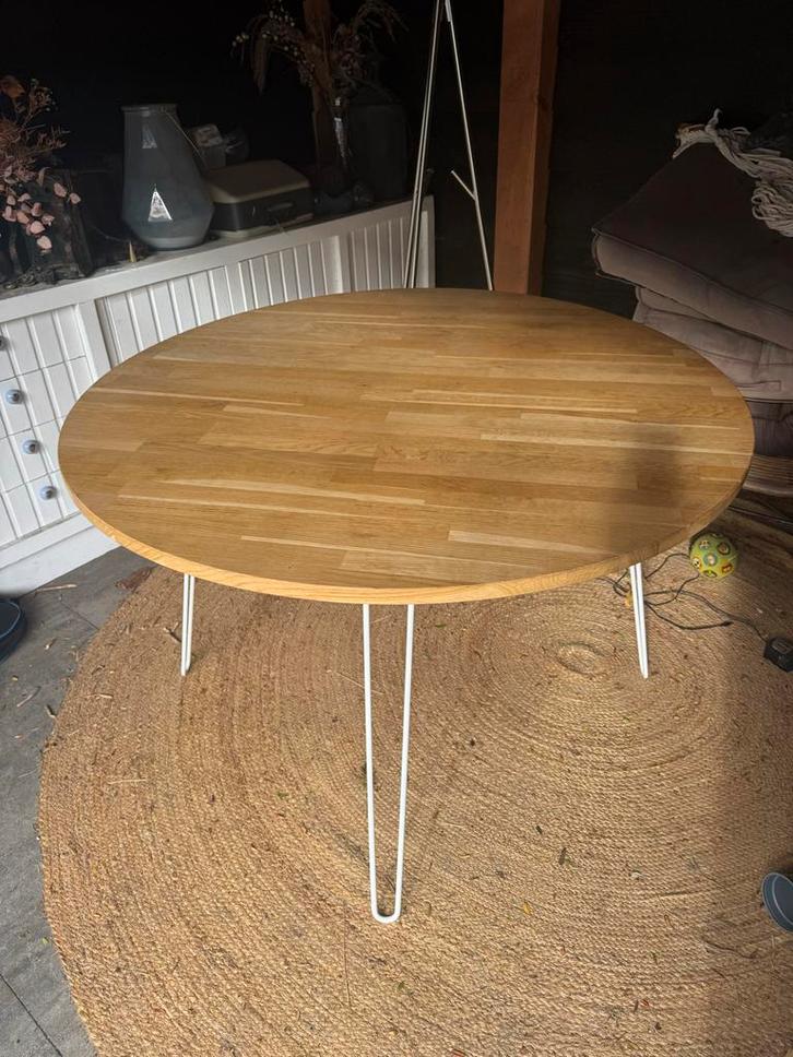 Woood Eettafel - Eiken, 120cm, Hairpin Poten, Huis en Inrichting, Tafels | Eettafels, Gebruikt, 100 tot 150 cm, 100 tot 150 cm