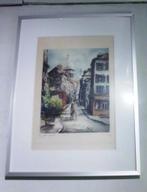 Parijs , stadsgezicht   signatuur Greef ., Antiek en Kunst, Kunst | Etsen en Gravures, Ophalen of Verzenden