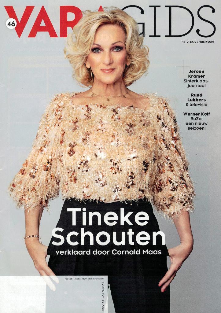Tineke Schouten in VARA Gids - 15-21 november 2025., Boeken, Tijdschriften en Kranten, Zo goed als nieuw, Ophalen of Verzenden