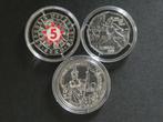 Oostenrijk 3 zilveren munten voetbal en 60 jr 2e Republik, Postzegels en Munten, Munten | Europa | Euromunten, Oostenrijk, Zilver