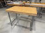 Statafel - 140x60x110cm - hout en staal - Robuust (3 stuks), Ophalen, Zo goed als nieuw