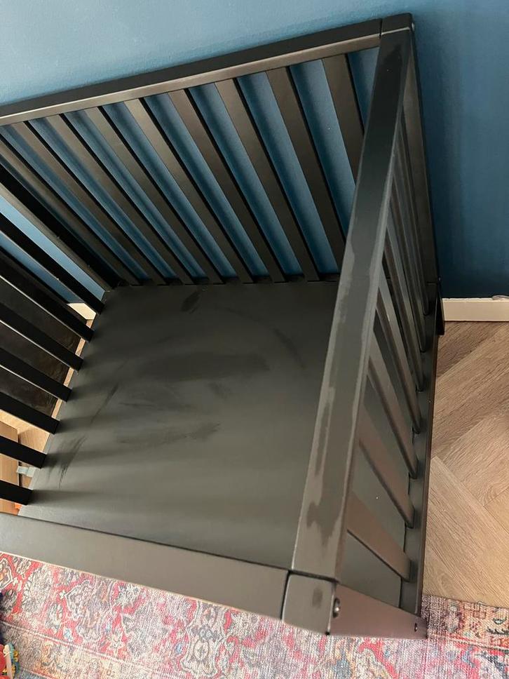 TWF Box Bas Zwart met Lade - Gedemonteerd, Kinderen en Baby's, Boxen, Gebruikt, Rechthoekig, In hoogte verstelbaar, Ophalen