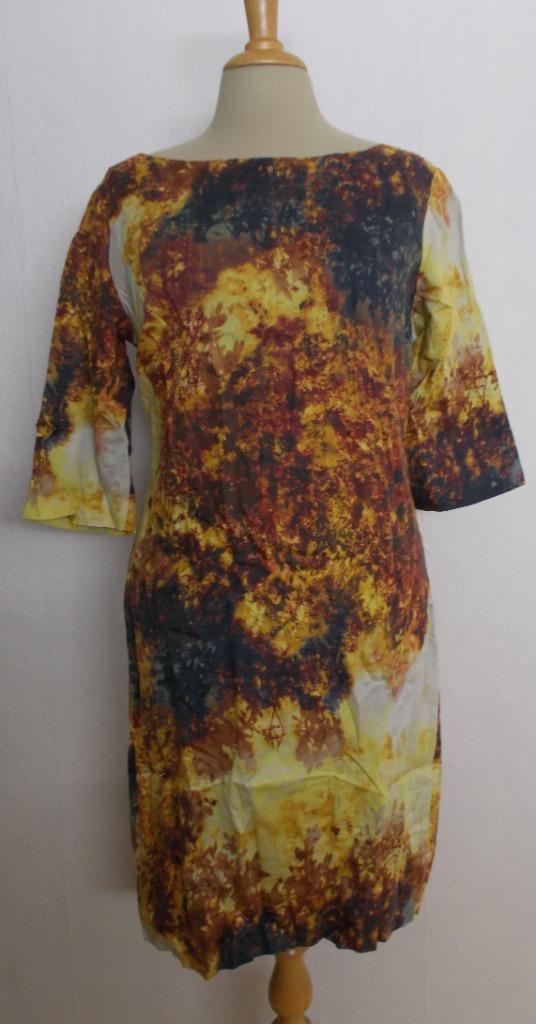 Mooie print jurk van Vanilia! M, Kleding | Dames, Jurken, Zo goed als nieuw, Maat 38/40 (M), Bruin, Knielengte, Verzenden