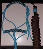 Nieuw set turquoise touwhalster met bruin leadrope 3m, Dieren en Toebehoren, Paarden en Pony's | Hoofdstellen en Tuigage, Nieuw