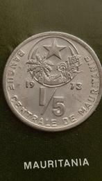 1/5 Ouguiya 1973 Mauritanië + postzegel- Limited edition Fra, Postzegels en Munten, Munten | Afrika, Ophalen of Verzenden, Overige landen