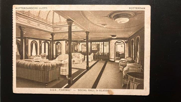 Rotterdamsche Lloyd  TJERIMAI social hall 1e kl., Verzamelen, Scheepvaart, Ophalen of Verzenden