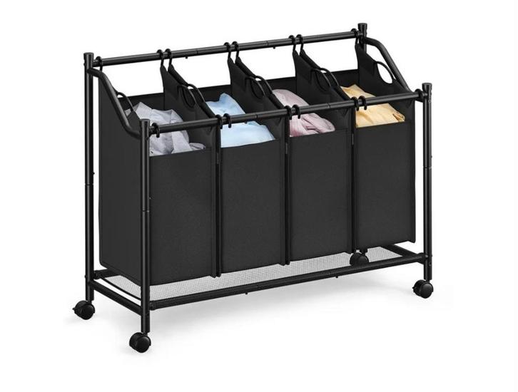 Songmics NIEUW Wasmand met Wieltjes & 4 Zakken - NIEUW!, Huis en Inrichting, Woonaccessoires | Prullenbakken, Nieuw, Kunststof