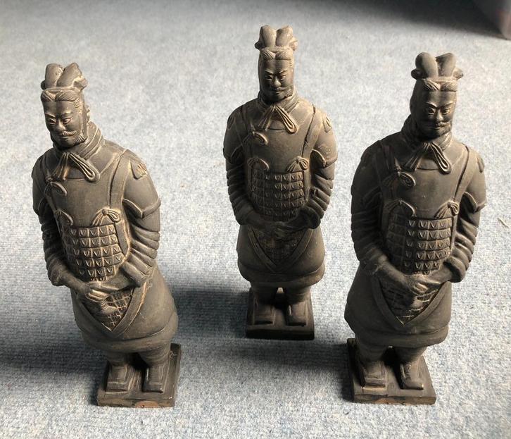 Set 3 stenen chinese krijgers, Huis en Inrichting, Woonaccessoires | Overige, Zo goed als nieuw, Ophalen of Verzenden