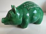 Vintage Spaarvarken~Nationaal Spaarfonds~Groen~Piggy Bank, Ophalen of Verzenden, Steen, Aardewerk of Keramiek, Dier