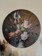 Schilderij taupe met bloemen, Ophalen