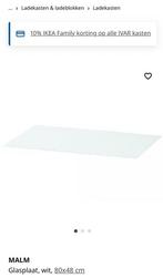 Glasplaat Ikea MALM 80x48 cm, Ophalen, Zo goed als nieuw, 25 tot 50 cm, Minder dan 100 cm