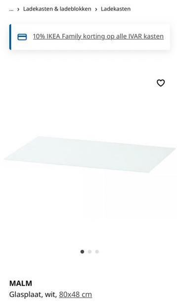 Glasplaat Ikea MALM 80x48 cm beschikbaar voor biedingen
