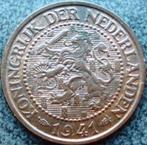 Heel mooie halve stuiver - 2 1/2 cent 1941. € 7,00, Verzenden, Koningin Wilhelmina, Overige waardes, Losse munt