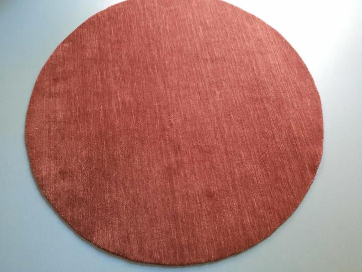 Rond wollen vloerkleed - Ø 100cm -vrij lage pool, Huis en Inrichting, Stoffering | Tapijten en Kleden, Zo goed als nieuw, 50 tot 100 cm