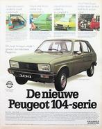 4 vintage advertenties reclames Peugeot 104 autos 1980, Ophalen of Verzenden, Gebruikt, Overige typen