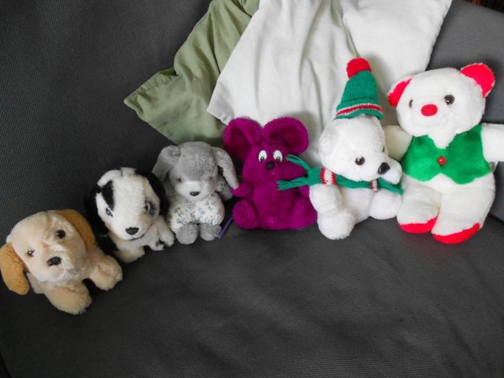 6 knuffeltjes beertjes hondjes muis, Kinderen en Baby's, Speelgoed | Knuffels en Pluche, Gebruikt, Beer, Ophalen