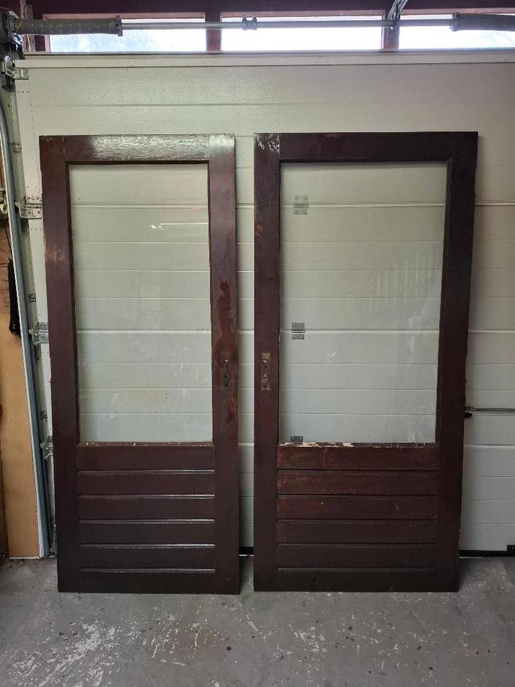 Buitendeur hout (merbau) 2 stuks, Doe-het-zelf en Verbouw, Deuren en Horren, Zo goed als nieuw, Buitendeur, 200 tot 215 cm, 80 tot 100 cm