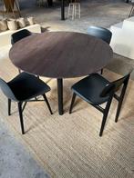 Eettafel rond 120cm gebrand eikenhout, Huis en Inrichting, Tafels | Eettafels, Ophalen, Zo goed als nieuw, Vier personen, 100 tot 150 cm