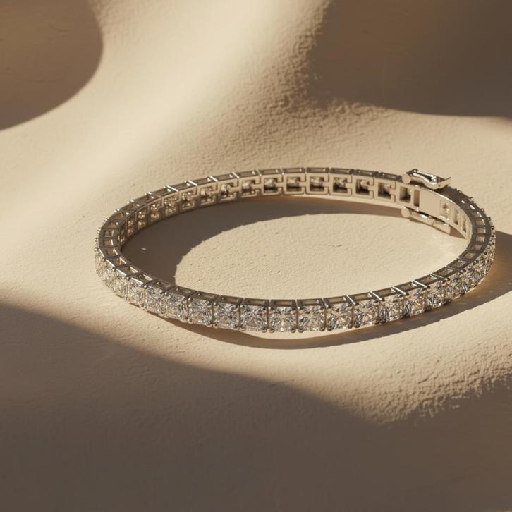 Diamanten tennisarmband, 5,37 ct, zilver, Sieraden, Tassen en Uiterlijk, Armbanden, Nieuw, Zilver, Ophalen of Verzenden