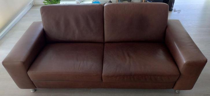 Lederen 2.5-zits bank, Huis en Inrichting, Banken | Bankstellen, Gebruikt, Rechte bank, Tweepersoons, 150 tot 200 cm, 75 tot 100 cm