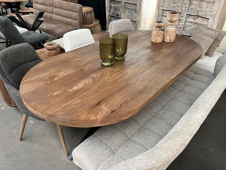 Magazijn leegverkoop eettafel deens ovaal mangohout matrix, Huis en Inrichting, Woonaccessoires | Overige, Nieuw, Ophalen of Verzenden