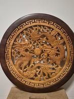 Groot houten wandbord met draken, Antiek en Kunst, Kunst | Beelden en Houtsnijwerken, Ophalen