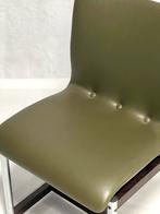 Thereca eetkamerstoel vintage design groen leer palissander, Huis en Inrichting, Stoelen, Ophalen, Nl, Overige kleuren, Thereca