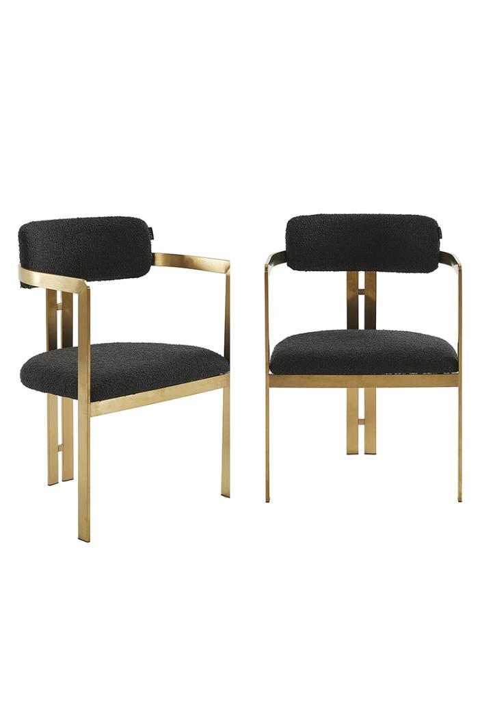 Chandler - Teddy Eetkamerstoel - Zwart - 2 voor €1500, Huis en Inrichting, Stoelen, Nieuw, Eén, Stof, Overige materialen, Zwart