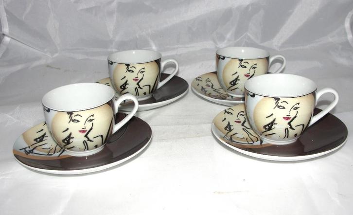 Flirt by Ritzenhoff & Breker Faces espresso kop en schotels, Huis en Inrichting, Keuken | Servies, Zo goed als nieuw, Kop(pen) en/of Schotel(s)