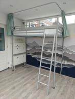 Hoogslaper incl. gordijnen en M-line matras, Gebruikt, Eenpersoons, Ophalen of Verzenden, 90 cm